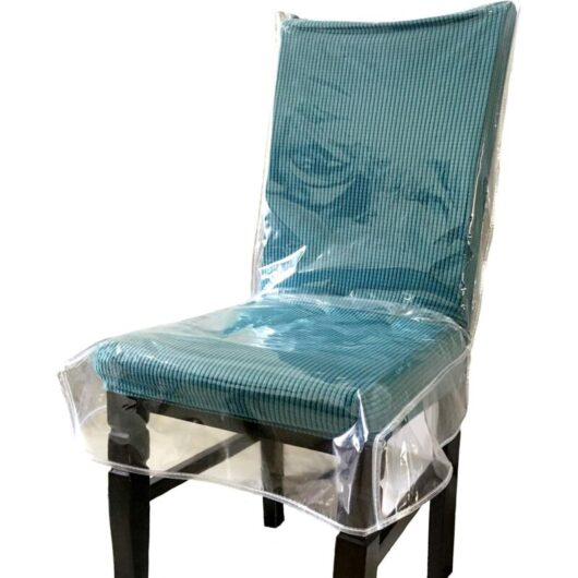 Plastic Dining Chair Cover with Back, Clear pvc Seat Protector, Waterproof Slipcover, Fits L/21 x D/18 Inch (2 Pack)