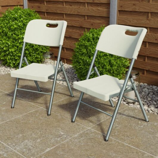 Portable Folding Chairs for Indoor and Outdor Set of 2, White