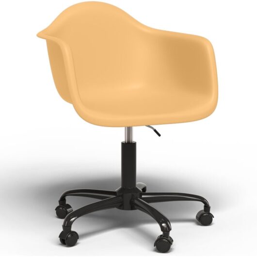Privatefloor - Office Chair with Armrests - Desk Chair with Wheels - Weston Black Frame Pastel orange