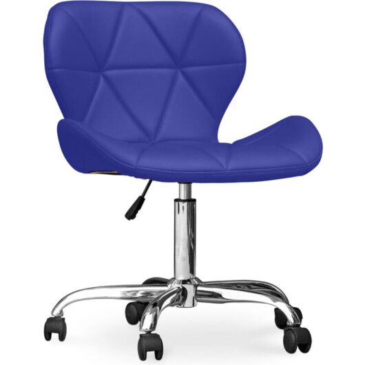 Privatefloor - Office Chair with Wheels - Swivel Desk Chair - Upholstered in Leatherette - Wito Blue