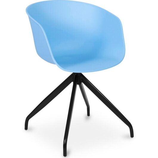 Privatefloor - Upholstered Office Chair with Armrests - Black Design Desk Chair - Jodie - Joan Blue