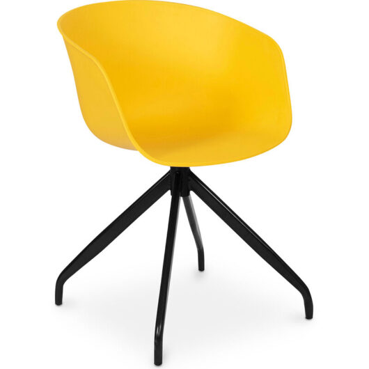 Privatefloor - Upholstered Office Chair with Armrests - Black Design Desk Chair - Jodie - Joan Yellow
