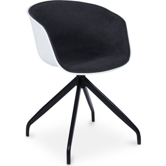 Privatefloor - Upholstered Office Chair with Armrests - Black and White Desk Chair - Jodie Dark grey