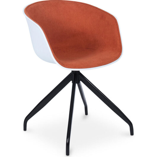 Privatefloor - Upholstered Office Chair with Armrests - Black and White Desk Chair - Jodie Orange