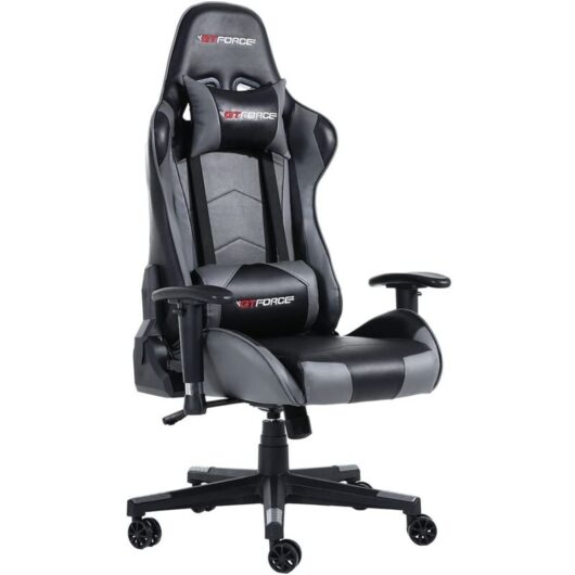 Pro fx leather racing sports office chair in black and grey - Gtforce