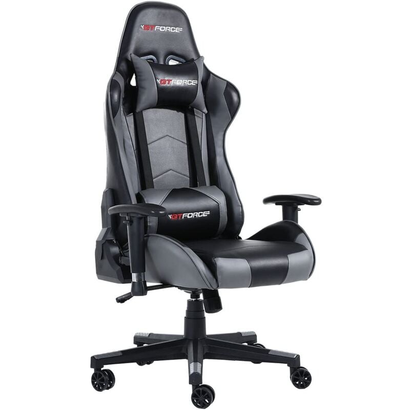 Pro fx leather racing sports office chair in black and grey - Gtforce