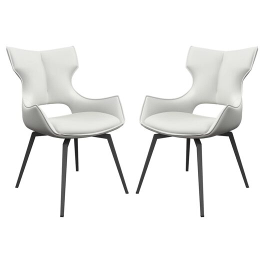 Rafael White Leather Dining Chairs In Pair