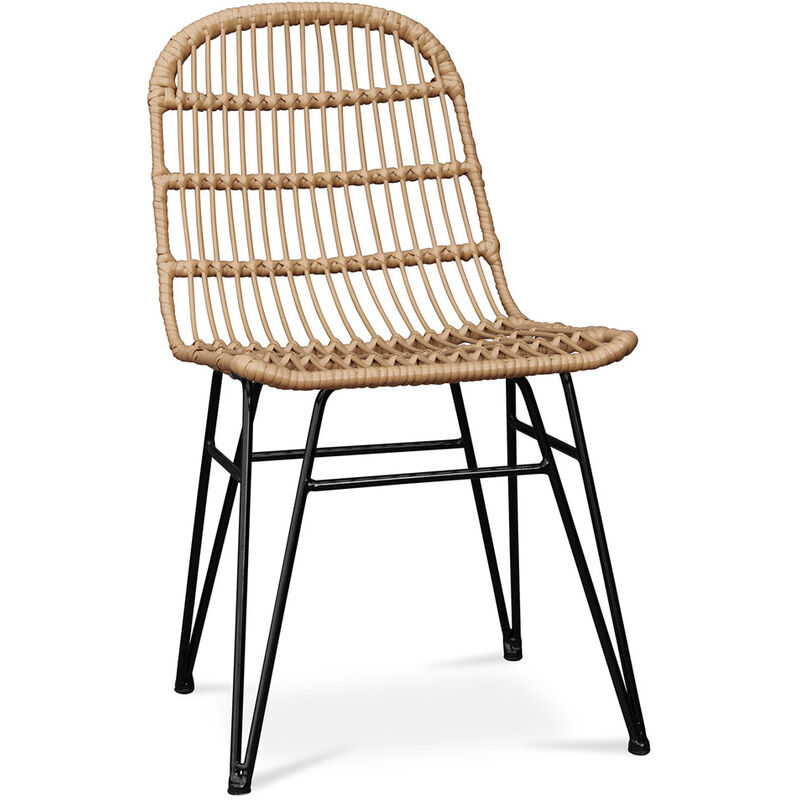 Rattan Dining Chair - Boho Style - Many Dark Brown