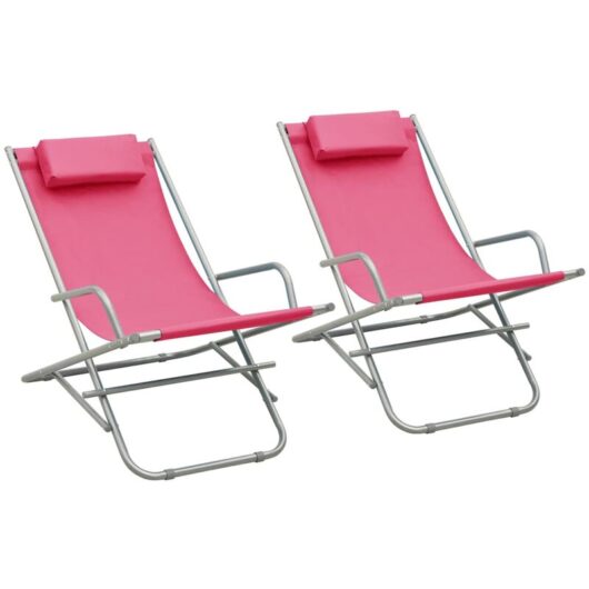Rocking Chairs 2 pcs Steel Pink Vidaxl