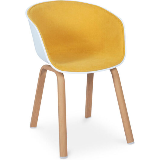 Scandinavian Padded Dining Chair with Armrest Yellow