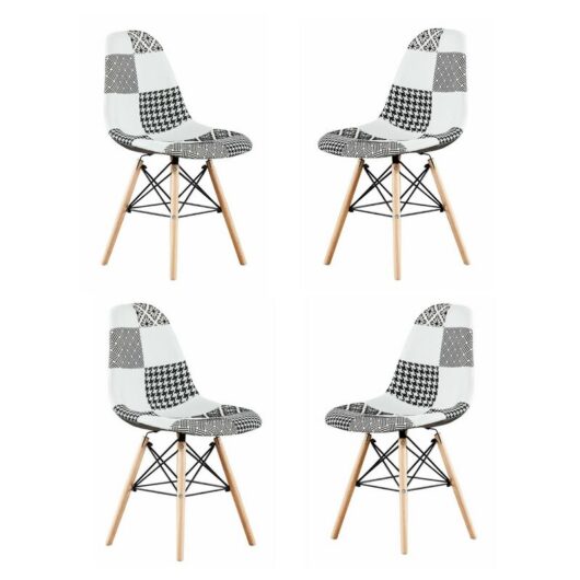 Set of 1/2/4/6 Chrono Patchwork Eiffel Dining Chair - Set of 4 - Multicoloured - Multi