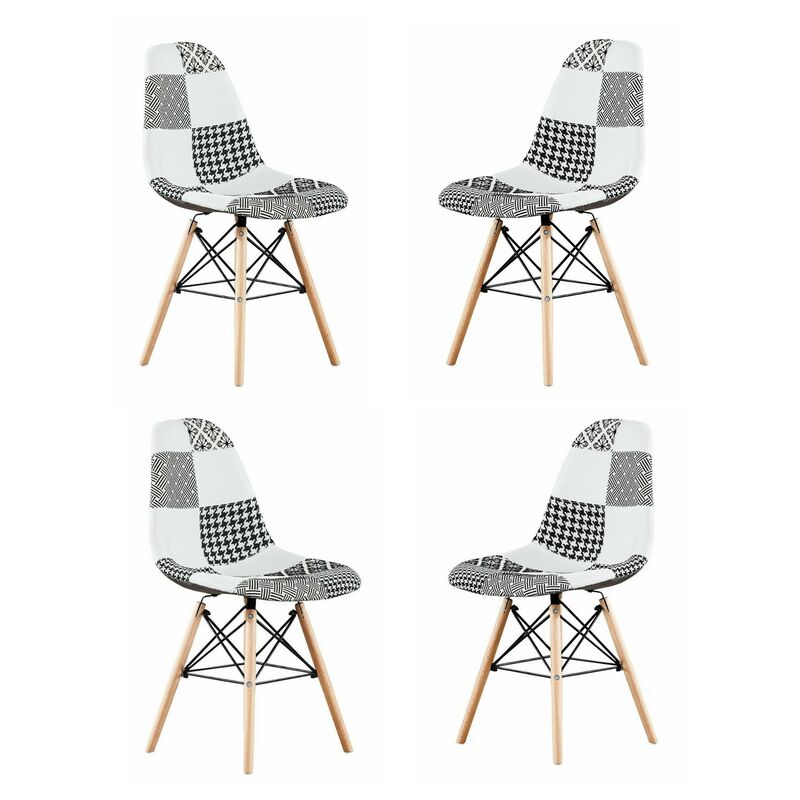 Set of 1/2/4/6 Chrono Patchwork Eiffel Dining Chair - Set of 4 - Multicoloured - Multi