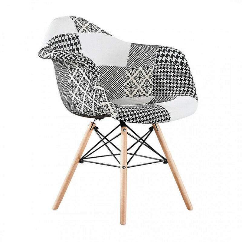 Set of 1/2/4/6 Chrono Patchwork Eiffel Dining Chair - Single - Multicoloured - Multi