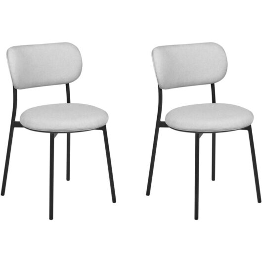 Set of 2 Armless Chairs Upholstered Seats Metal Legs for Dining Room Kitchen Grey Casey