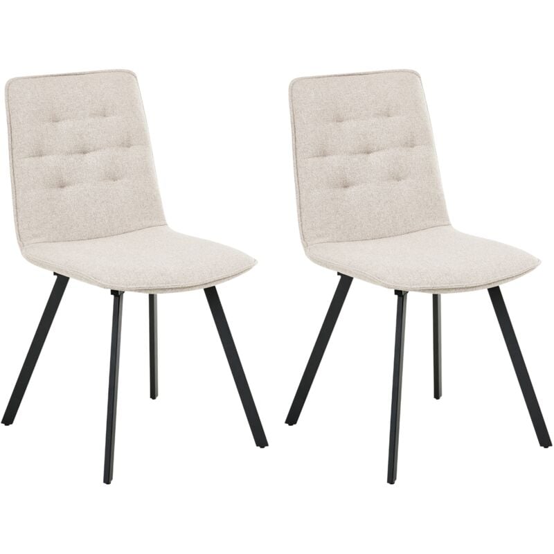 Set of 2 Dining Chairs Armless Scandinavian Design Easy Clean Upholstery Light Beige Carver