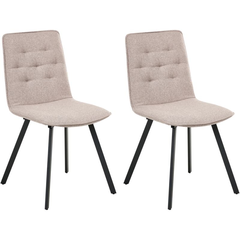 Set of 2 Dining Chairs Armless Scandinavian Design Easy Clean Upholstery Light Brown Carver