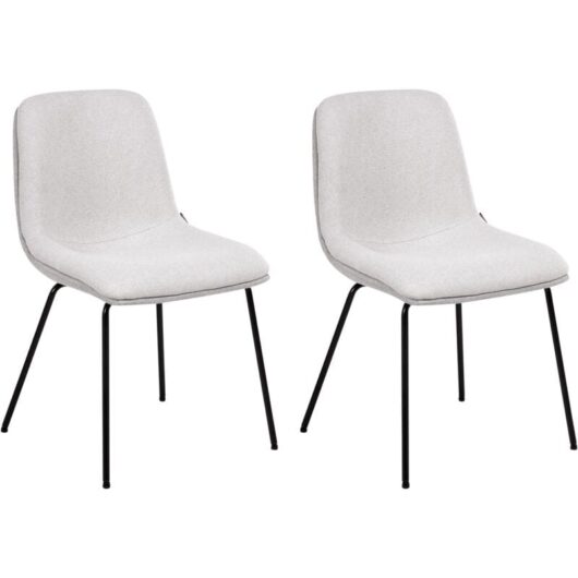 Set of 2 Dining Chairs Armless Scandinavian Design Easy Clean Upholstery Light Grey Lorida