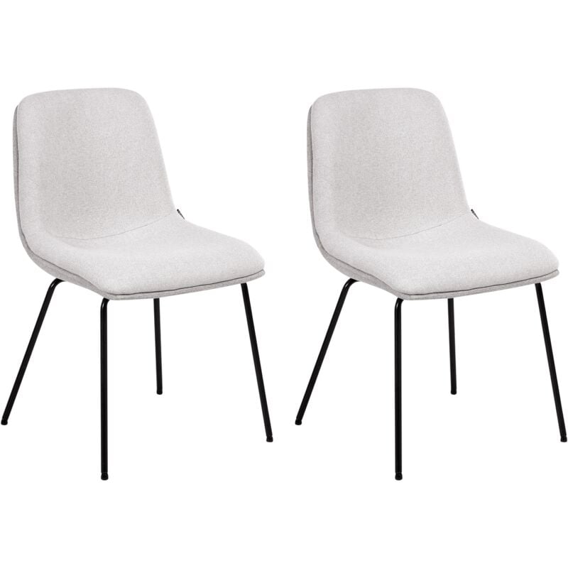 Set of 2 Dining Chairs Armless Scandinavian Design Easy Clean Upholstery Light Grey Lorida