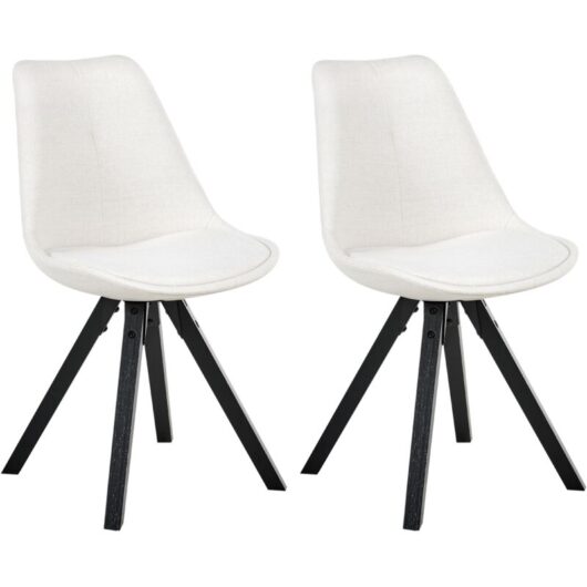 Set of 2 Dining Chairs Swivel Armless Scandinavian Upholstery Light Beige Hedley