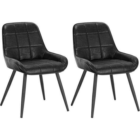 Set of 2 Faux Leather Dining Chairs Metal Legs Reception Restaurant Chairs - Woltu