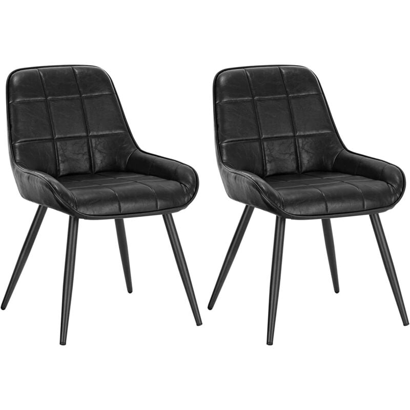 Set of 2 Faux Leather Dining Chairs Metal Legs Reception Restaurant Chairs - Woltu
