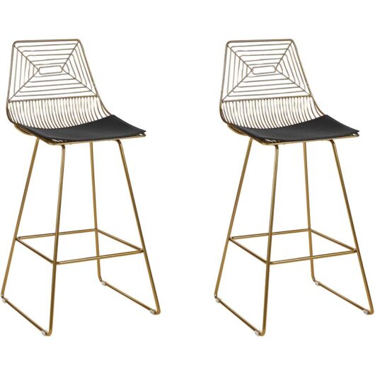 Set of 2 Metal Accent Dining Chairs Stool pu Leather Pad Gold Bisbee