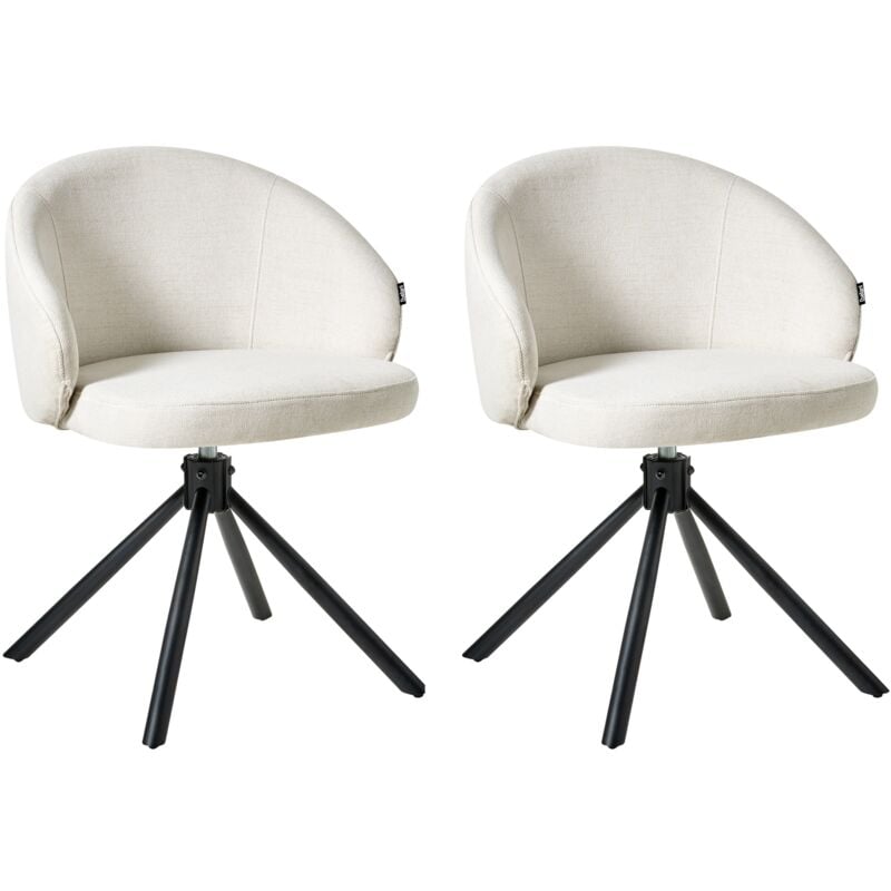 Set of 2 Swivel Base Dining Chairs Rotating Off White Ovalo