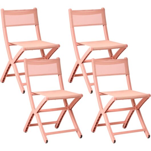Set of 4 Plastic Dining Chairs Indoor Outdoor without Armrests Folding Coral Talca