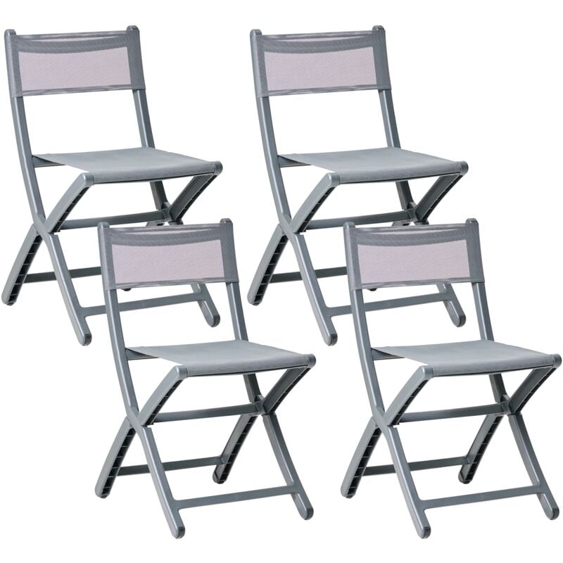 Set of 4 Plastic Dining Chairs Indoor Outdoor without Armrests Folding Dark Grey Talca