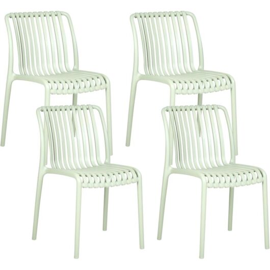 Set of 4 Plastic Dining Chairs Indoor Outdoor without Armrests Stacking Light Green Ariccia