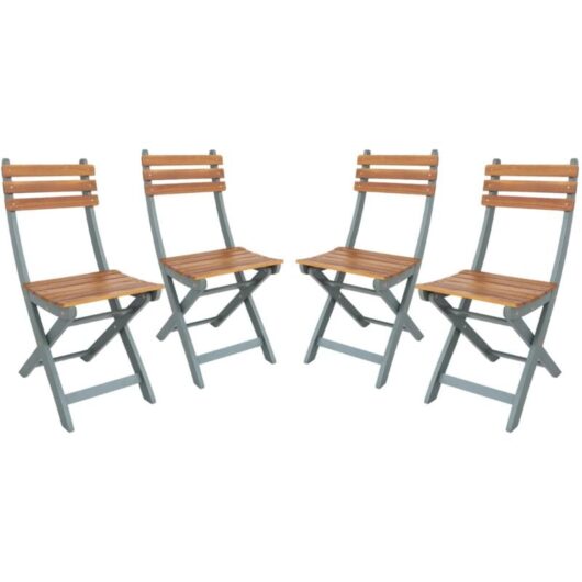 Set of 4 calena folding garden chairs in khaki acacia, 40 x 52 x 85 cm