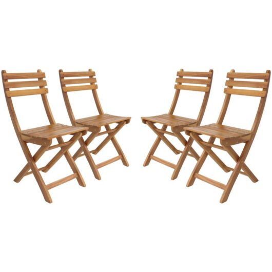 Set of 4 calena folding garden chairs in natural acacia, 40 x 52 x 85 cm