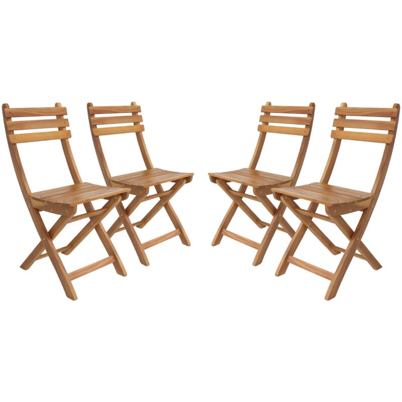 Set of 4 calena folding garden chairs in natural acacia, 40 x 52 x 85 cm