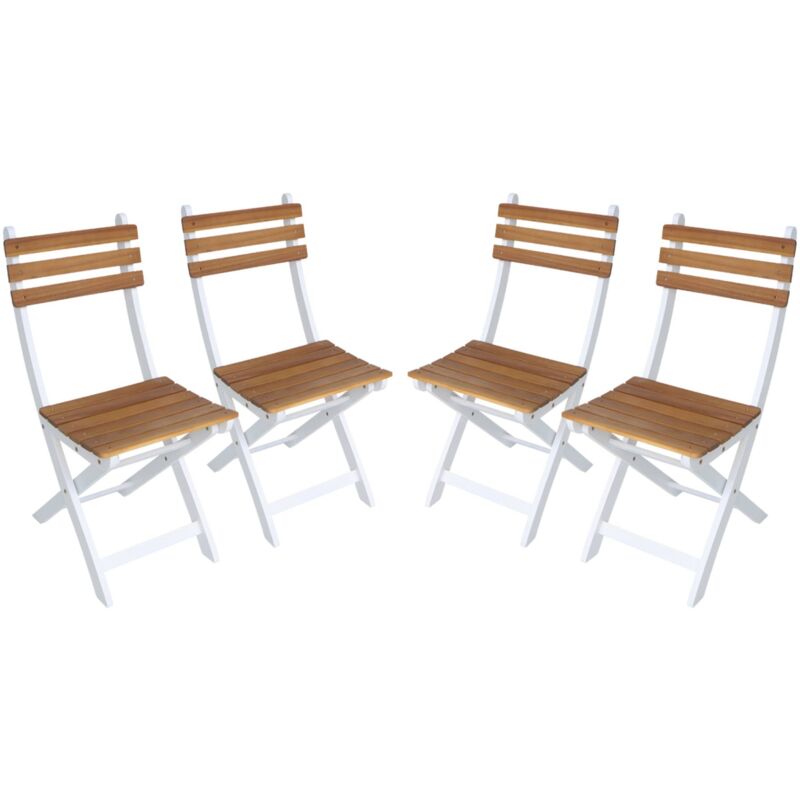 Set of 4 calena folding garden chairs in white acacia, 40 x 52 x 85 cm