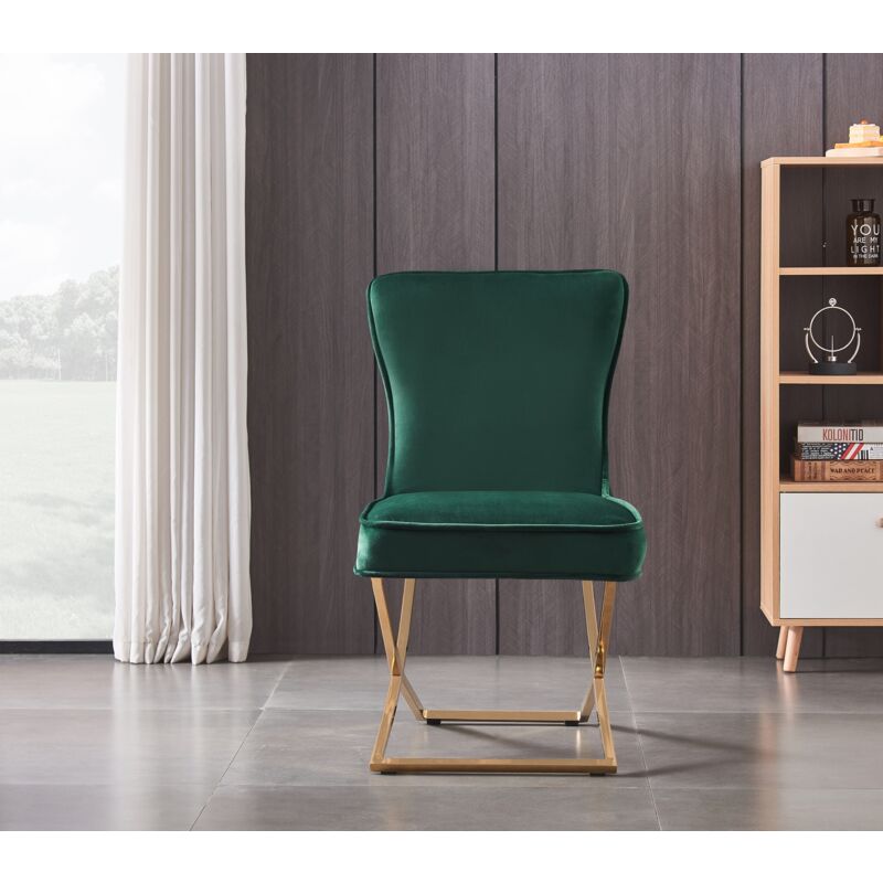 Single Trafalgar Lux Velvet Dining Chair w/ Gold Metal Legs - Dining Room Chair - Upholstered Chair - Modern Dining Chair - Dark Pink