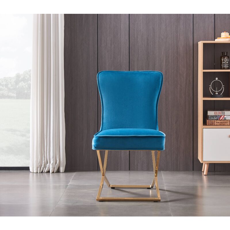 Single Trafalgar Lux Velvet Dining Chair w/ Gold Metal Legs - Dining Room Chair - Upholstered Chair - Modern Dining Chair - Green
