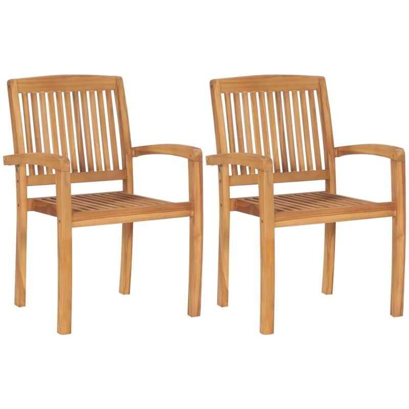 Stacking Garden Dining Chairs 2 pcs Solid Teak Wood Vidaxl