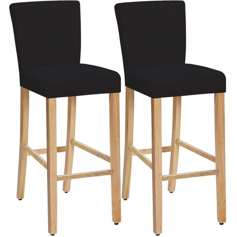 Stretch Removable Washable Dining Chair Covers, Bar Stool Slipcovers, Bar Chair Covers Pub Counter Seat Cover (Black, 2 Pack)