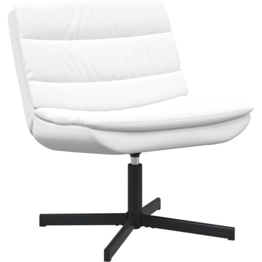 Swivel Chair White Polyester fabric, Metal frame Medium Swivel vidaXL