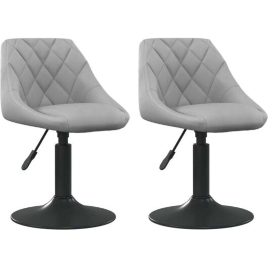 Swivel Dining Chairs 2 pcs Light Grey Velvet Vidaxl