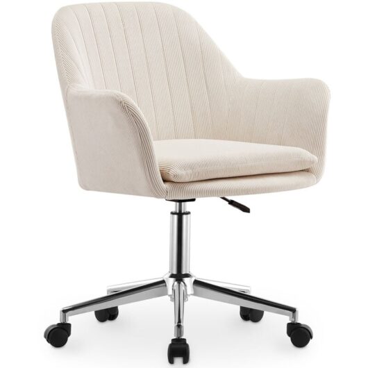 Swivel Office Chair with Armrests - Lumby Beige