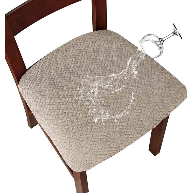 Tinor - 2/4 Pieces Chair Covers Chair Cushion Covers Removable Waterproof Chair Seat Covers Washable Jacquard Elastic Chair Seat Covers for Dining