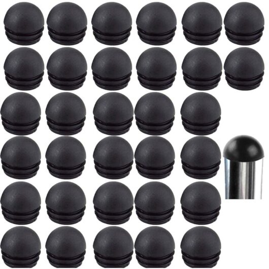 Tinor - Black Round Chair Tube End Caps Round Chair Leg End Cap Rubber Chair Leg Caps Chair Leg Protector 32 Pieces (22mm)