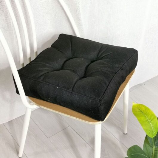 Tinor - Garden Chair Cushion, 10cm Thick, Soft Cotton, 40 x 40cm, for Office, Dining Room, Home (40 x 40 x 10cm, Black)