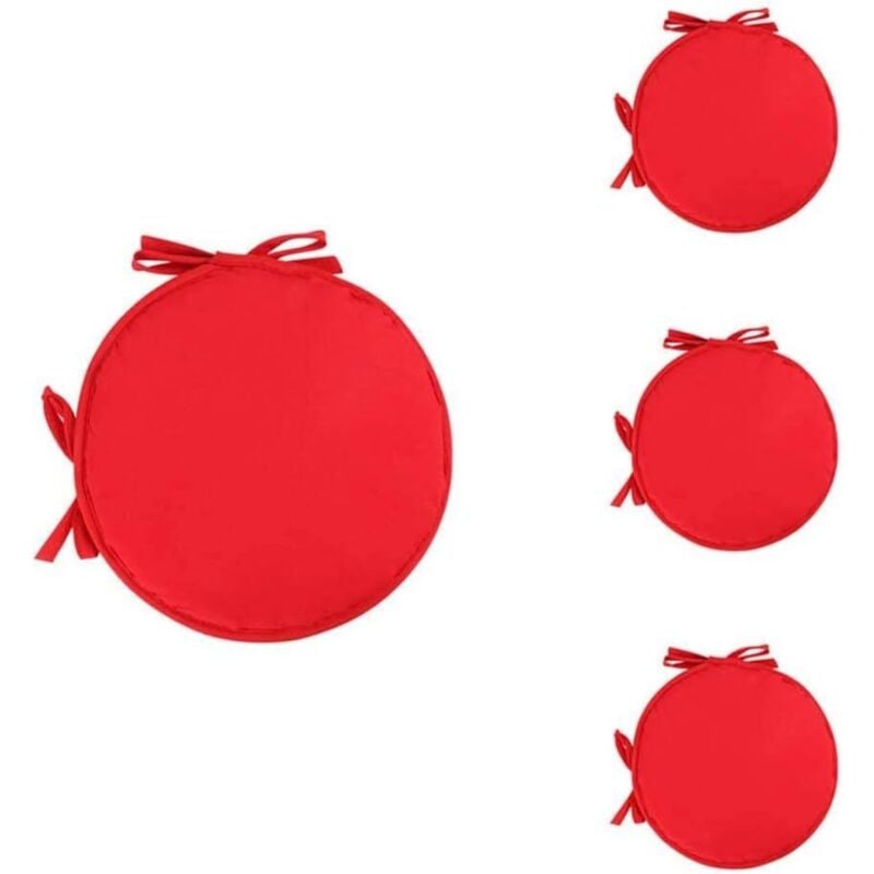Tinor - Set of 4 Round Chair Cushions Round Chair Pads for Dining Room Table and Chair with Drawstring 38cm (Bright Red)