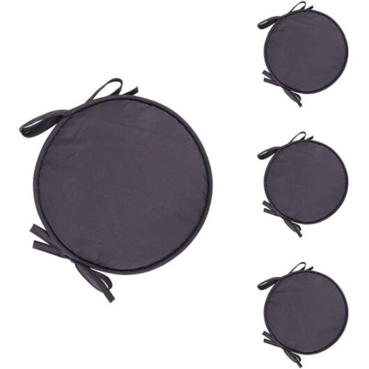 Tinor - Set of 4 Round Chair Cushions Round Chair Pads for Dining Room Table and Chair with Drawstring 38cm (Dark Grey)
