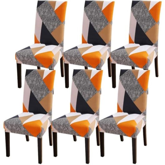 Tinor - Stretch Chair Covers 6 Pieces, Washable Removable Dining Room Chair Slipcovers for Dining Room Modern Wedding Bouquet, Hotel, Restaurant Decor