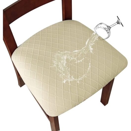 Tinor - Stretch Diamond Lattice Waterproof Chair Covers with Buckle for Dining Room Kitchen (Beige, 6PCS)