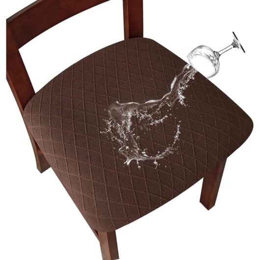 Tinor - Stretch Diamond Lattice Waterproof Chair Covers with Buckle for Dining Room Kitchen (Coffee, 6PCS)