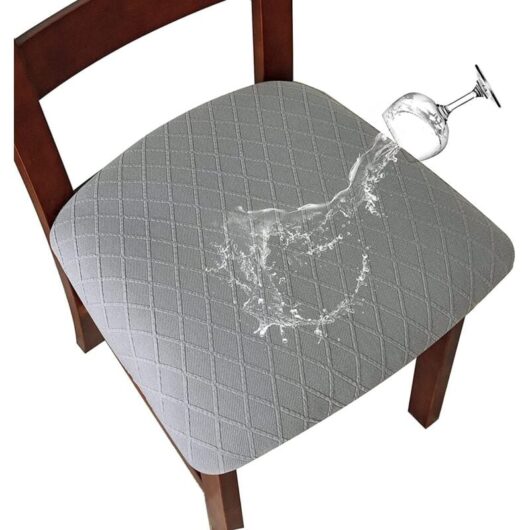 Tinor - Stretch Diamond Lattice Waterproof Chair Covers with Buckle for Dining Room Kitchen (Light Grey, 6PCS)